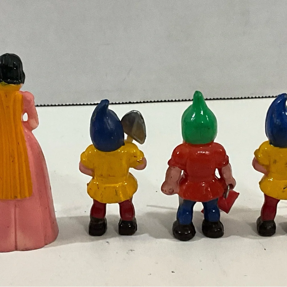 Vintage Snow White and Three Dwarves Cake Toppers Plastic